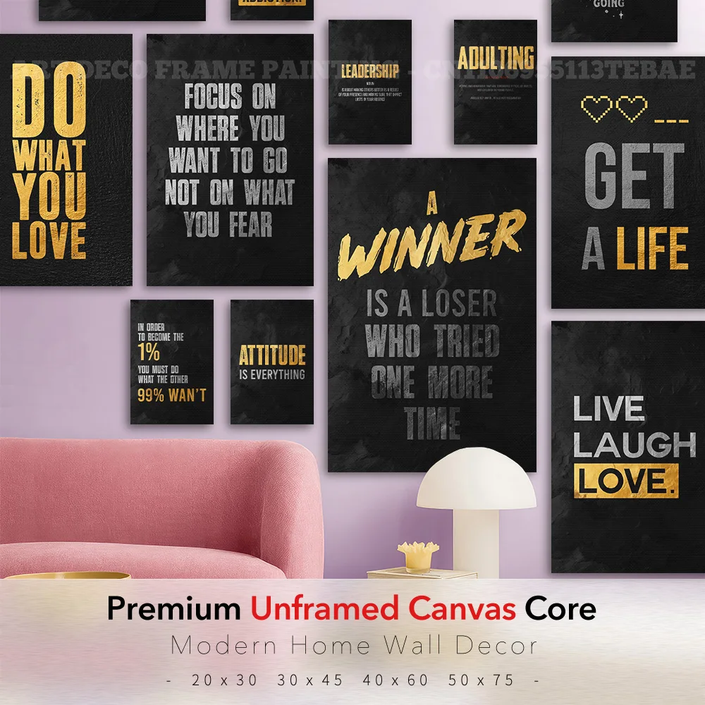 Motivational Canvas Poster Leadership Wall Art Adulting Winner Attitude Get Life Do Love Modern Loft Housewarming Decor Gift