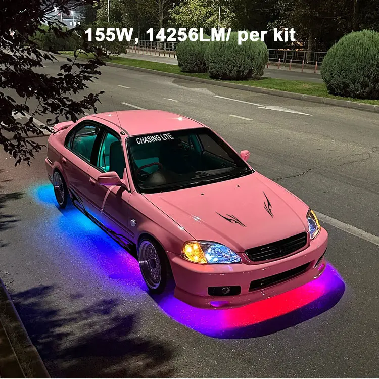 

Chasing Dual Row Underglow Light Kit For Cars Double Row Under Glow IP68 Waterproof Flowing RGBIC Underbody LED Car 6 Pcs