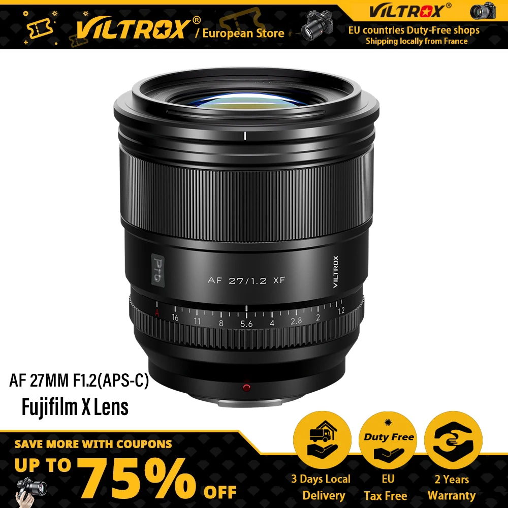 VILTROX 27mm F.1.2 Pro For Fuji Lens Ultra Large Aperture APS-C Prime Lens Designed Fujifilm XF Mount Cameras Lens X-T30 XT5 XT4