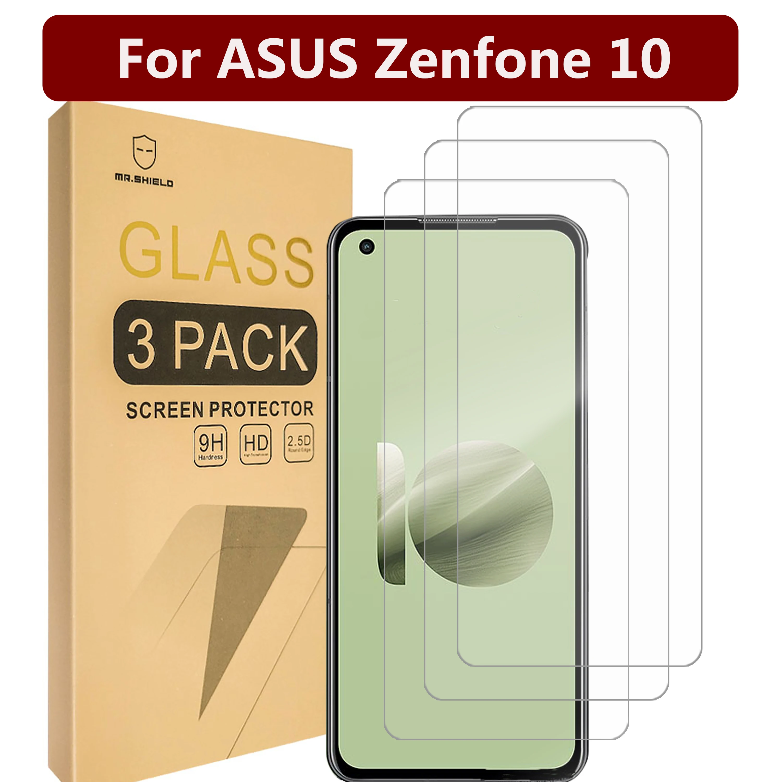 Mr.Shield [3-Pack] Screen Protector For ASUS Zenfone 10 [Tempered Glass] [Japan Glass with 9H Hardness] Screen Protector