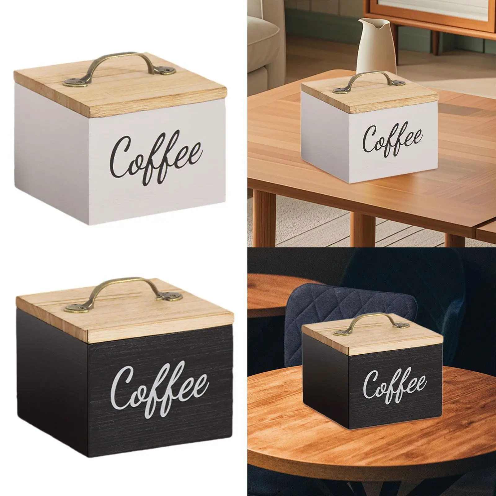 

Coffee Pod Holder with Lid Coffee Bar Decor Wooden Versatile Coffee Bar Organizer Display Box for Home Shelf Cabinet Desk Pantry