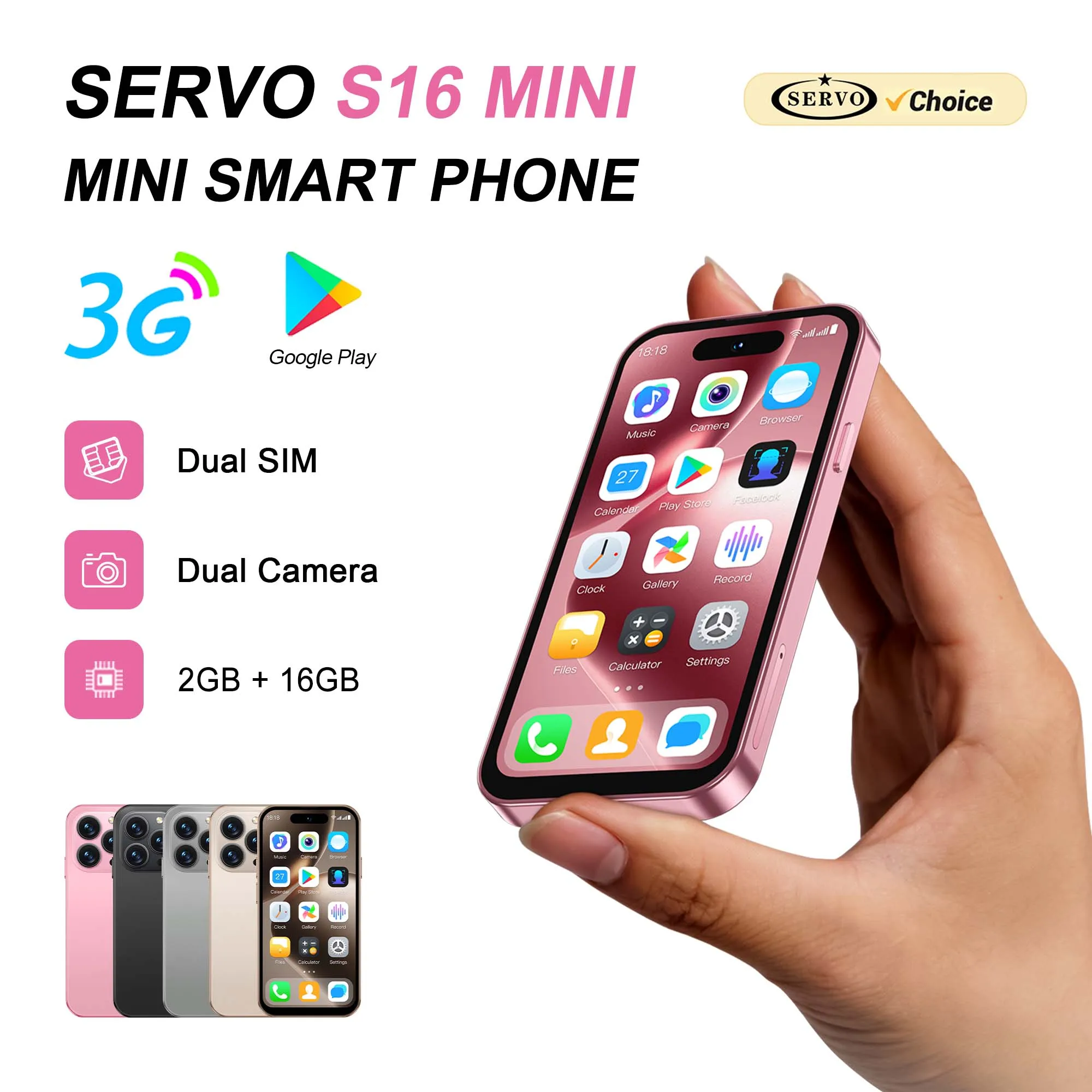 SERVO S16 Mini Android 10 Smart Phone 3.9 Inch Display 2GB RAM 16GB ROM Dual SIM Standby WiFi GPS 3G Small Cellphone Play Store