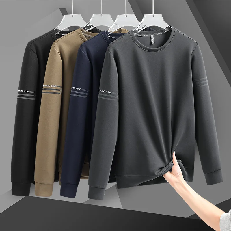 

Spring Autumn Casual Loose Hoodies Handsome Young Men Long Sleeved T-shirts Round Necked Simple Men's Clothing Sweatshirts