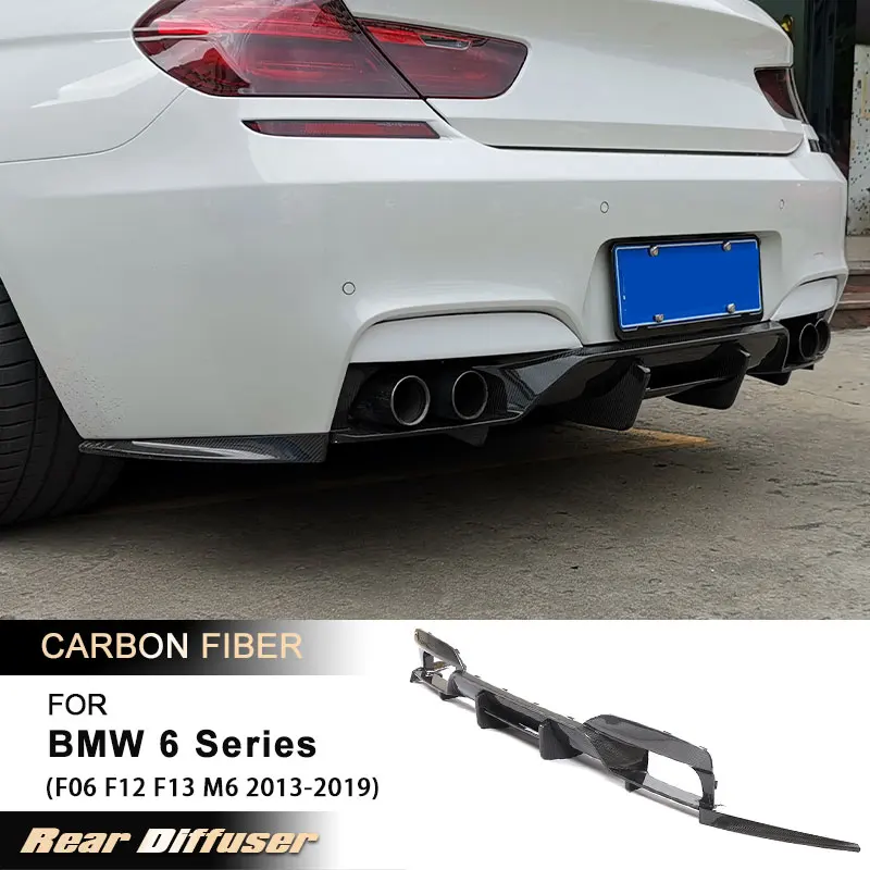 Car Rear Bumper Diffuser Lip Spoiler for BMW 6 Series F06 F12 F13 M6 2013-2019 Rear Apron Lip Body Kit Full Carbon Fiber FRP
