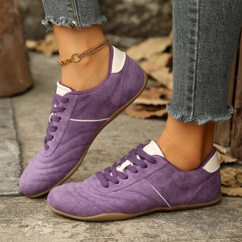 Women Natural Suede Leather Lace-up 2026 New Sneakers Round Toe Soft Comfort Casual Female Outdoor Drive/walk Shoes for Woman