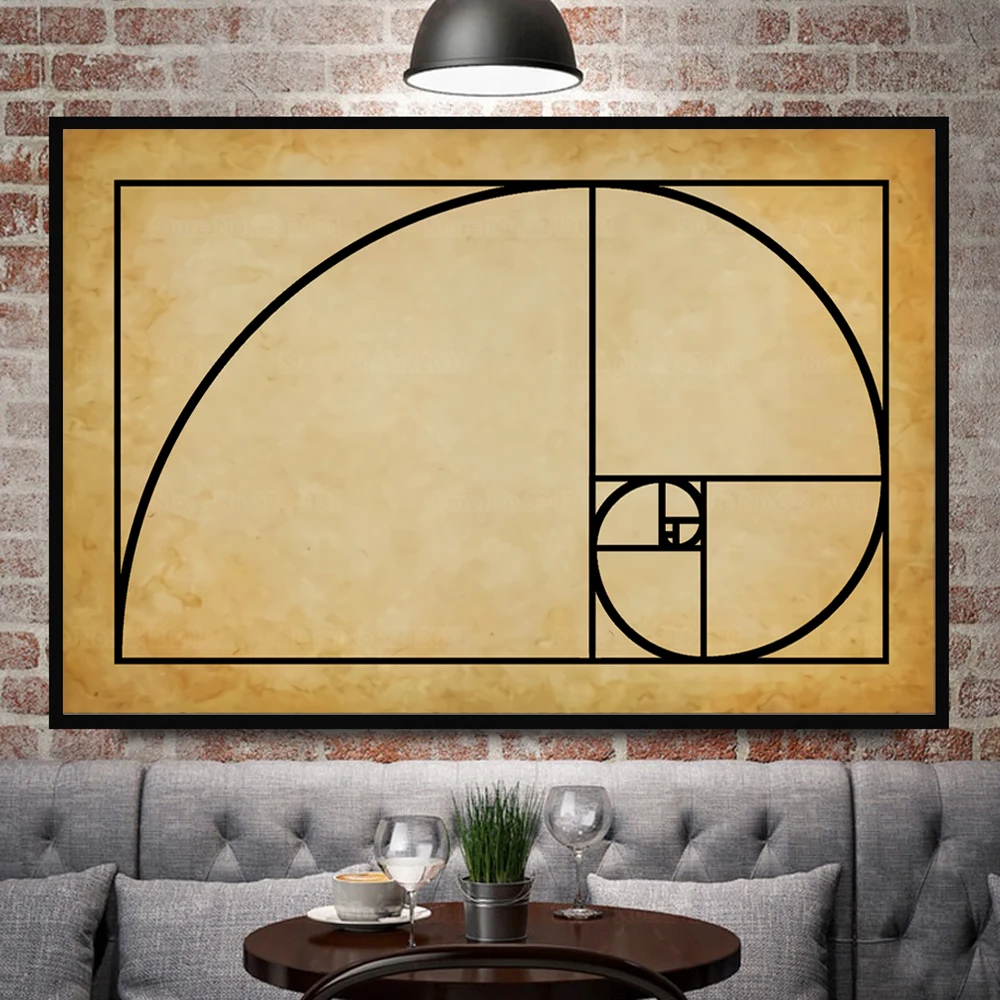 Fibonacci Spiral Poster Unique Science Math Golden Ratio Super Engineering Canvas Painting for Engineer Gift Home Decoration