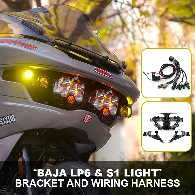 Baja LP6 Headlight And S1 Wiring Harness And Bracket For 2023 HD Road Glide CVO 2024 Road Glide Motorcycle Frame & Body Parts view 2