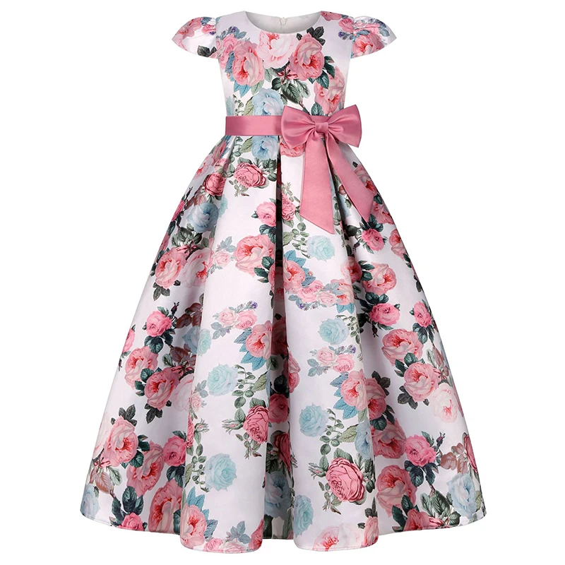 

5-14 Years Vintage Flower Girls Dress Long Style Little Princess Dress Christmas Birthday Party Gift Teenagers Children Clothing