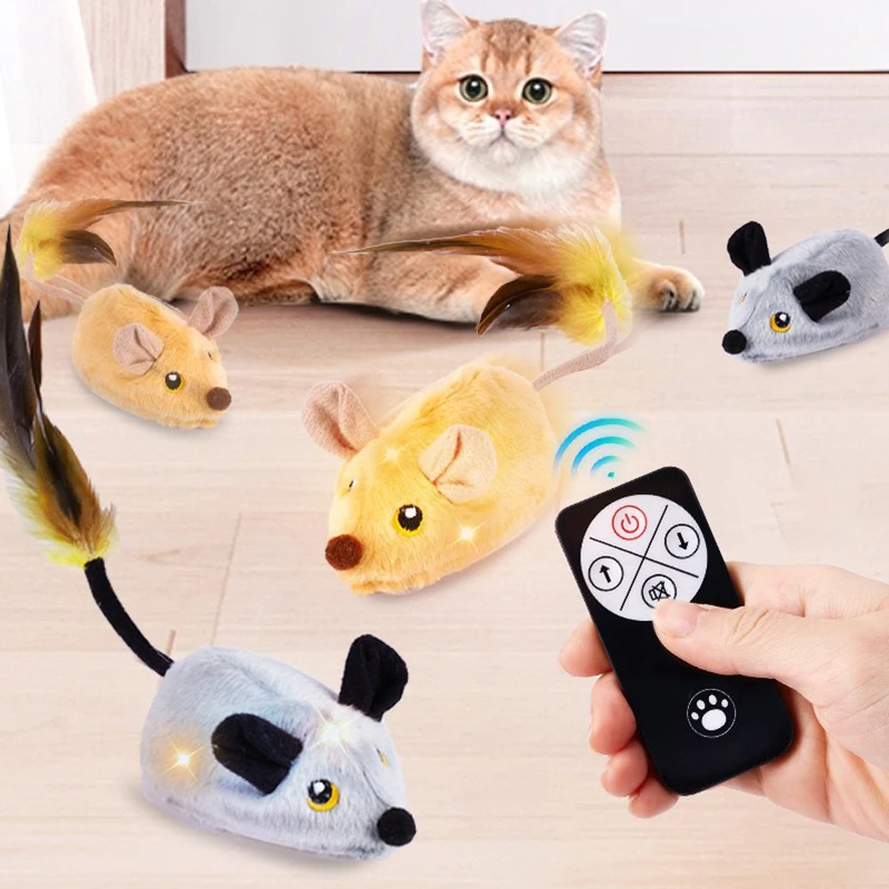 1 pièce Jouet souris et chat électrique télécommandé de simulation pour l'auto-divertissement et la relaxation