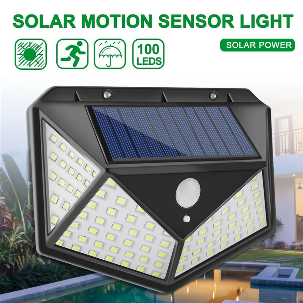 

100 Led Solar Wall Lamp PIR Motion Sensor Outdoor Solar Street Light Garden Fence Lights IP65 Waterproof Solar Porch Wall Lamp
