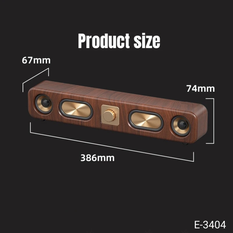 Portable High Sound Quality Multifunction TV Computer Subwoofer Sound Surround Music SoundBar Wireless Wooden Bluetooth Speakers