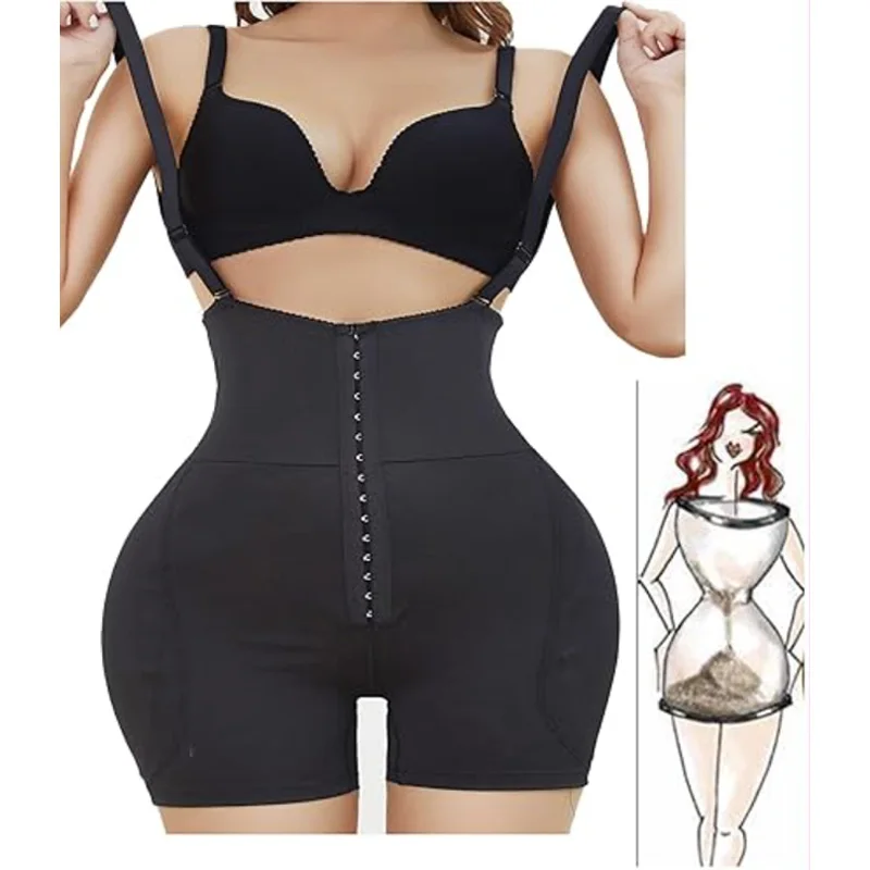 GUUDIA 2 in 1 Tummy Control Hip Enhancer Panties with Straps Shapewear Panties Under Bust Padded Cushion Butt Lifter Body Shaper