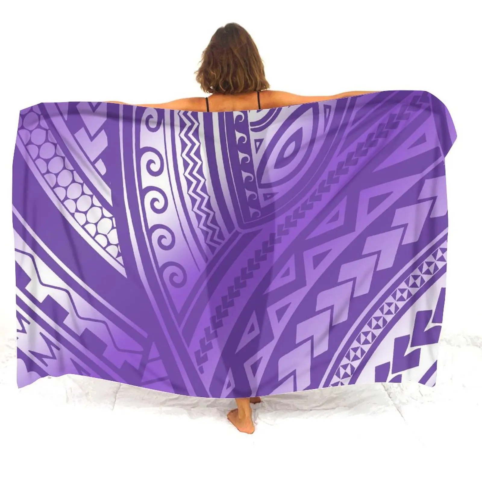 Saia de praia havaiana feminina, macia e requintada, polinésia, feita sob medida, estampa artística, biquíni coberto, xale