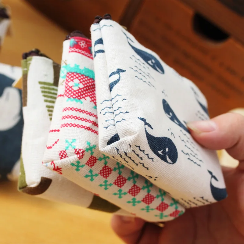 Fashion Flower Pattern Coin Purses Small Fresh Canvas Coin Wallet Lady Girls Earphone Coin Key Money Storage Bag Zipper Pouch