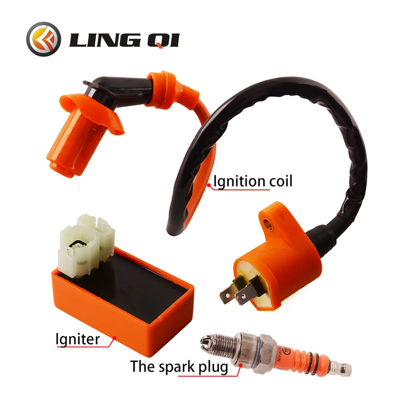 LINGQI RACING Accessories Ignition Coil, Spark Plug Suitable For ATV, Pedal Motorcycle.125-150cc GY6 Motorcycle Ignition Coil