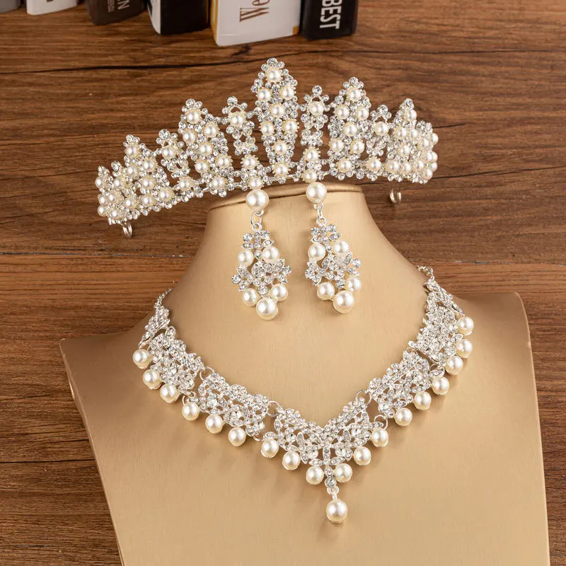 Trendy Simulated Pearls Wedding Hair Accessories For Queen Princess Bridal Tiaras And Crowns Rhinestone Diadems Women Jewelry image 2