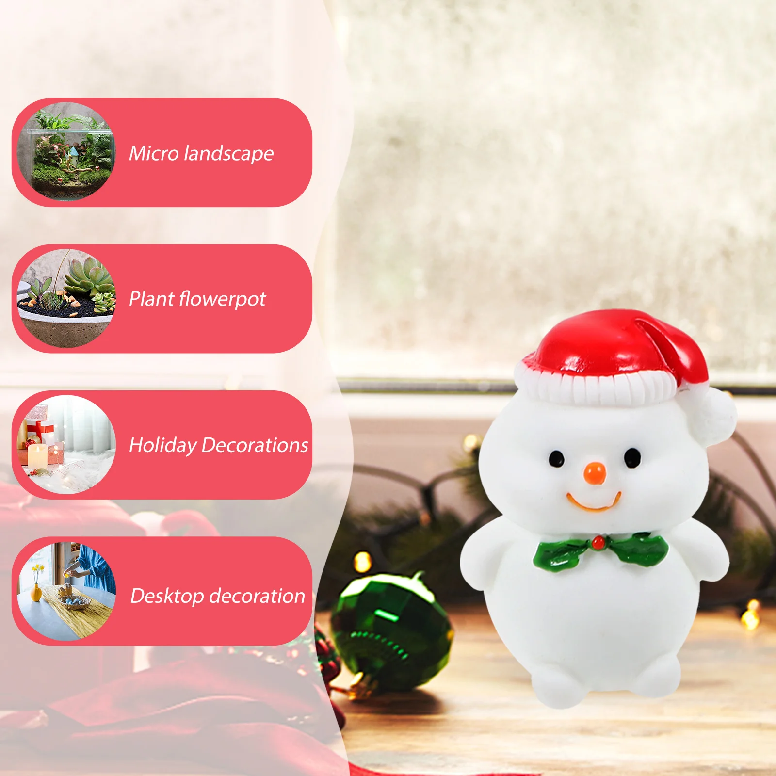

6 Pcs Snowman Ornaments Decoration and Table Accessories Christmas Miniature Decorations Small Landscape Resin Double