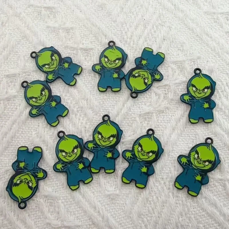 10pcs alloy drip oil cartoon Christmas pendant, DIY jewelry making earrings, keychains, accessories view 5