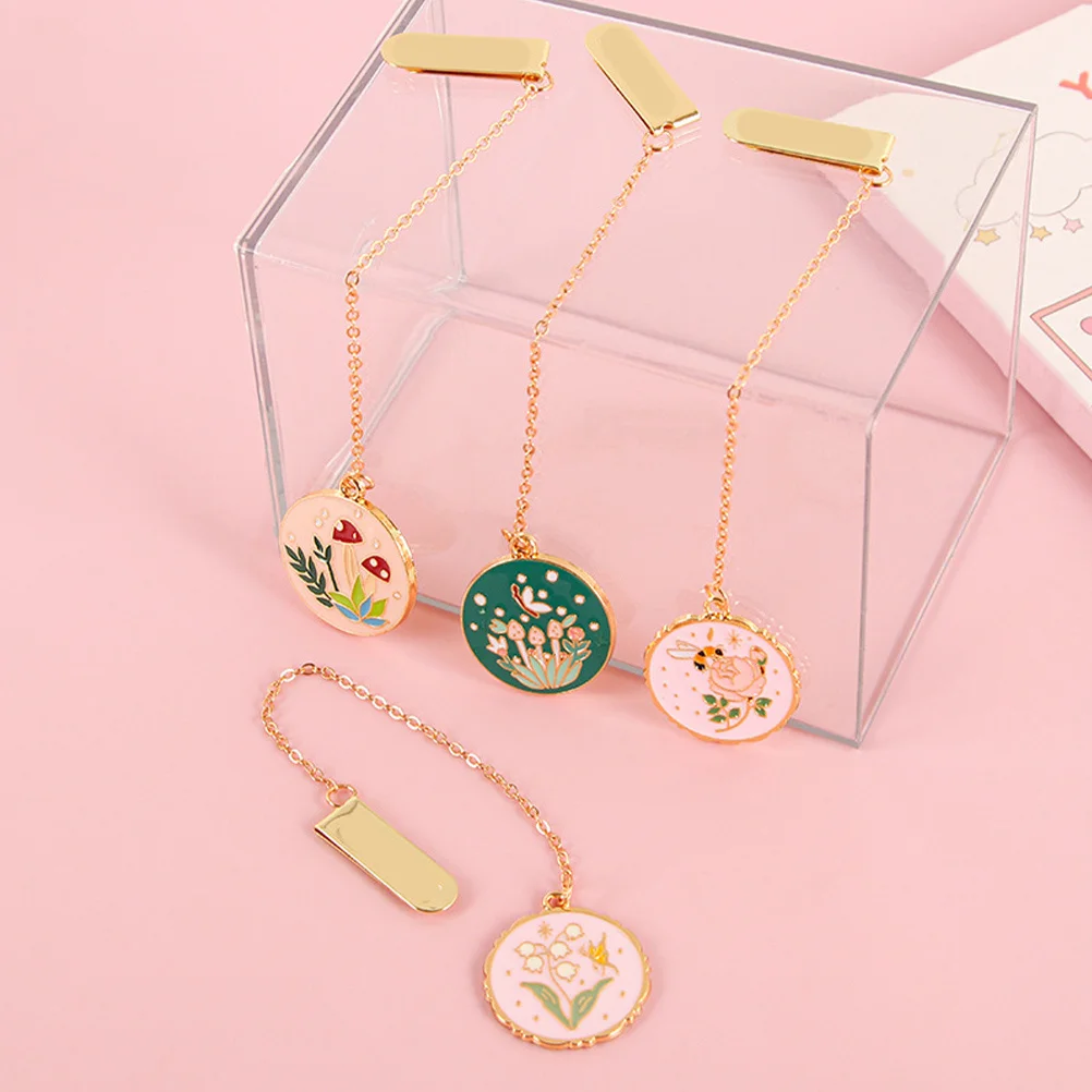 

4pcs Metal Bookmark Chinese Style Vintage Decorative Book Markers Chain Page Marker For Women Girls Book Lovers Gift Student