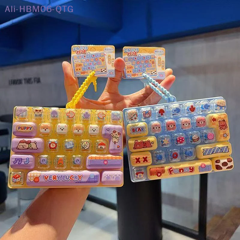 26-key Cartoon Keyboard Shaped Fidget Toy With Lovely Animal Patterns And Portable Lanyard For Backpack Decoration Stress Relief