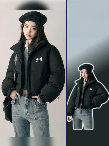 

plus Size Winter Cotton Jaet Thiened ort Bread Sle Stand Collar Women's Outerwear Warm Comfortable Tagkita Brand