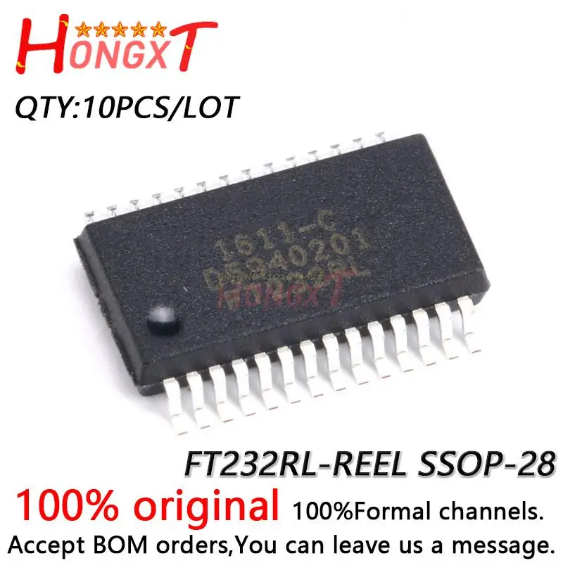 

10PCS 100% NEW FT232RL-REEL SSOP-28 Bridge USB to UART Chip.