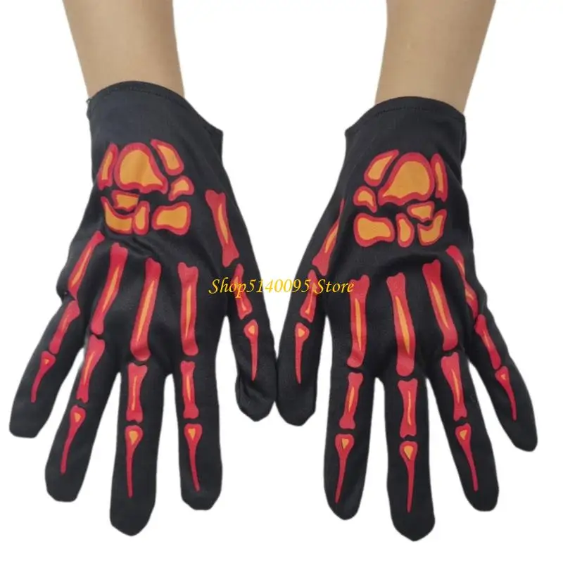 DXAE Gothic Skeleton Print Gloves Lightweight Polyester Perfect For Cosplay Festivities