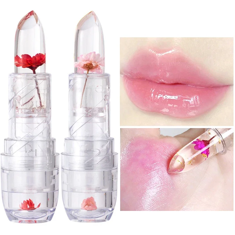 Flower Transparent Lipstick Lasting Moisturizer Crystal Jelly Lipsticks Temperature Color Changing Lip Balm Lips Makeup Cosmetic