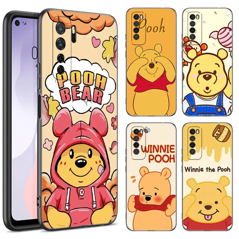 Honey The Pooh Bear Black Silicone Phone Case For Huawei Nova 8 9 10 SE 11 Ultra 12 Pro 7i 8i 11i 11E Y70 + Y60 Y61 Y71 Y90 Y91