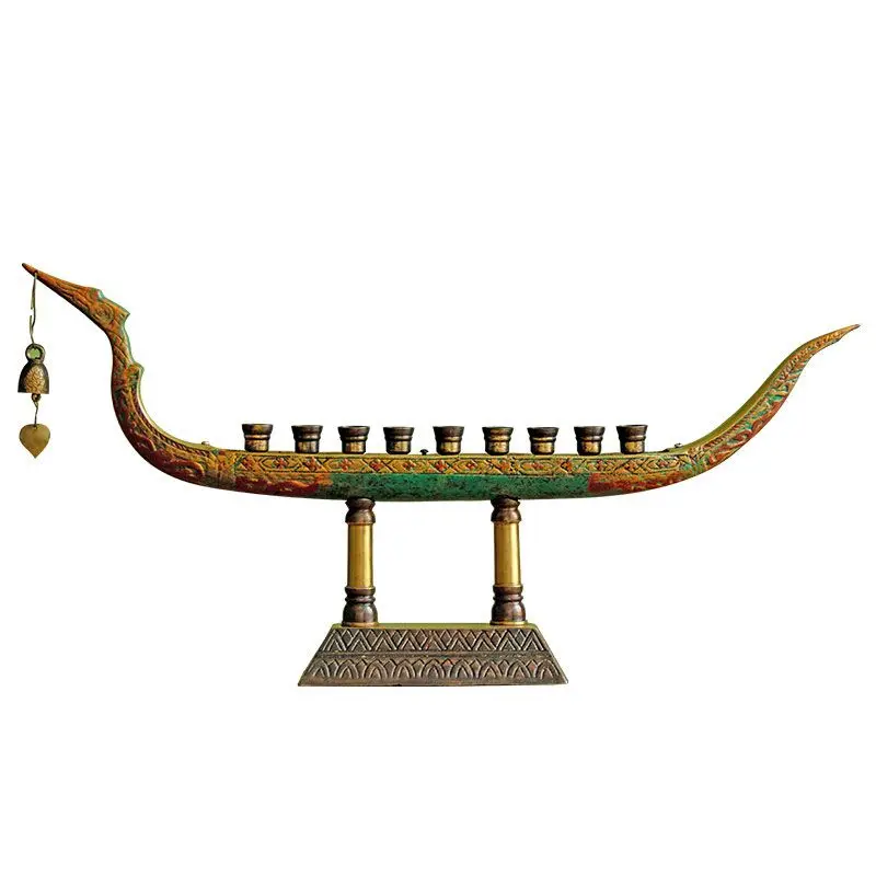 

Copper candlestick tabletop ornament living room countertop indoor creative dragon boat ornament