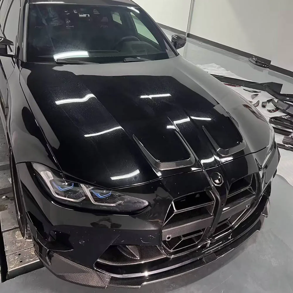 

Для BMW 2021-2023 M3 G80 M4 G82 G83 2 шт./компл., сухое углеродное волокно, вентиляционная крышка капота двигателя автомобиля, декоративный комплект кузова