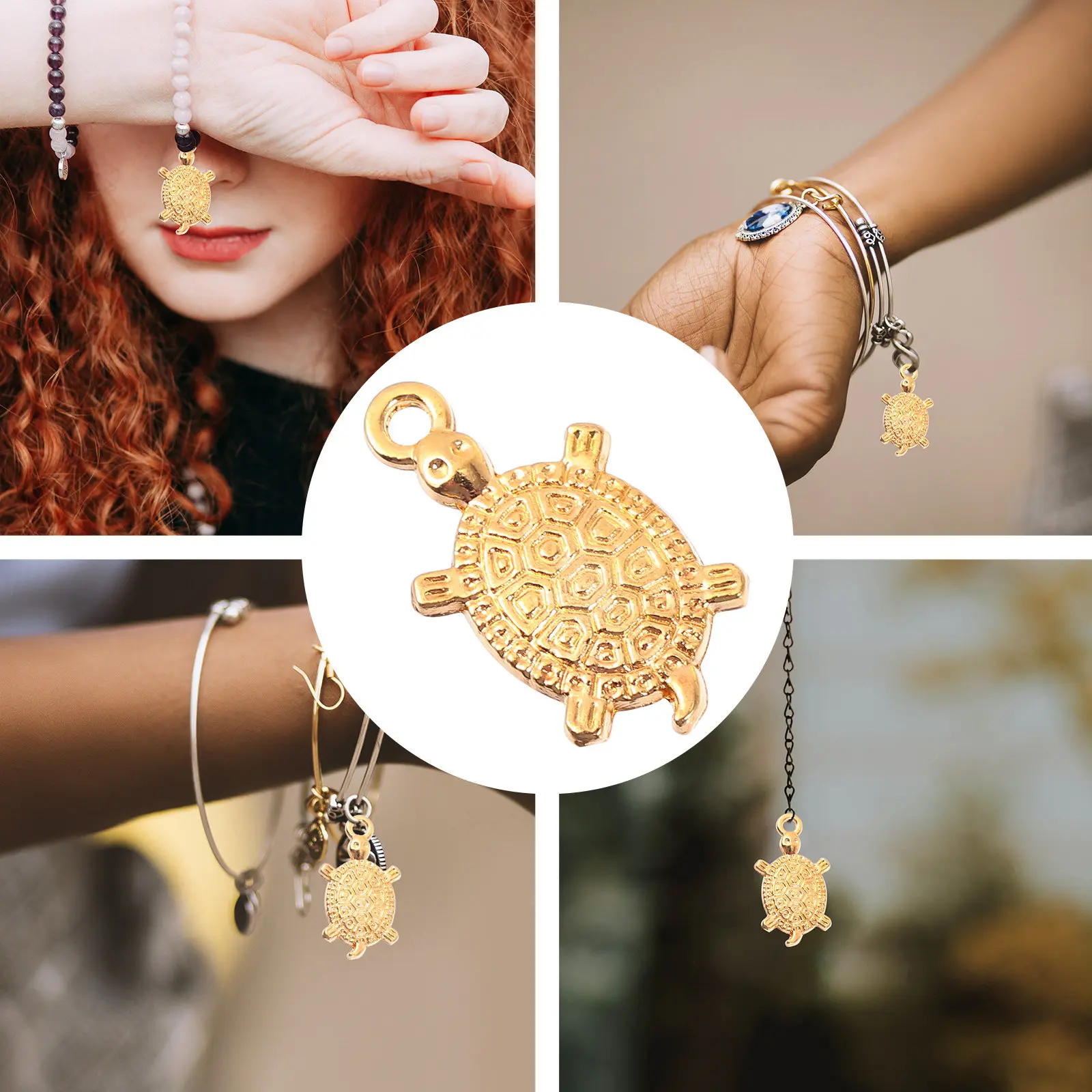 

100Pcs Alloy Golden Tortoise Charms Exquisite DIY Jewelry Making Materials Epoxy Accessories Keychain Pendant Decors Delicate