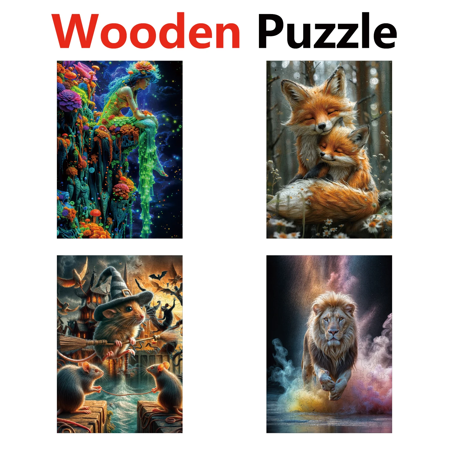 

Abstract Painting Fox Lion Animal Puzzles High Quality Jigsaw Puzzle Wooden Puzzle Best Christmas Gift