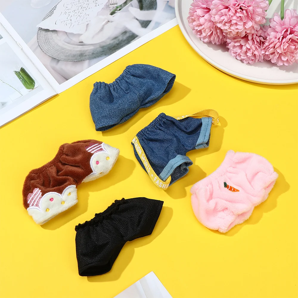 20CM Plush Doll Pants Cute Cartoon Plush Underwear Fashion Jeans Shorts Casual Wears For Idol Dolls Accessories Kids Toys