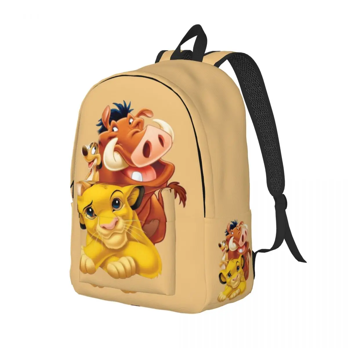 Custom Hakuna Matata The Lion King Canvas Backpack College School Students Bookbag Fits 15 Inch Laptop Simba Pumbaa Movie Bags