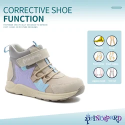 Princepard Kids Sneakers Autumn Winter Children Orthopedic Shoes with Hard Heel and Arch Support Khaki Color Casual Footwear