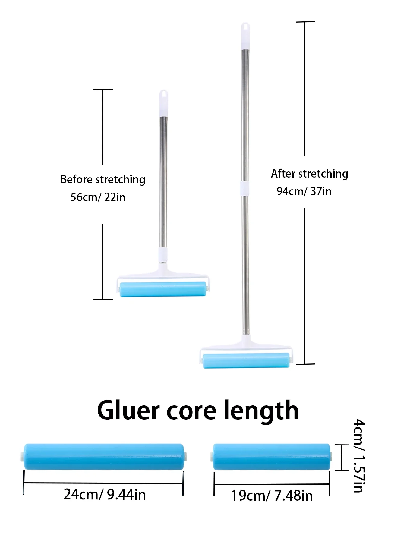 جهاز لصق الشعر قابل للغسل وإعادة الاستخدام مع مقبض قابل للتمديد لالتصاق الملابس ملاءات السرير الغبار أرضيات الحيوانات الأليفة تنظيف السجاد