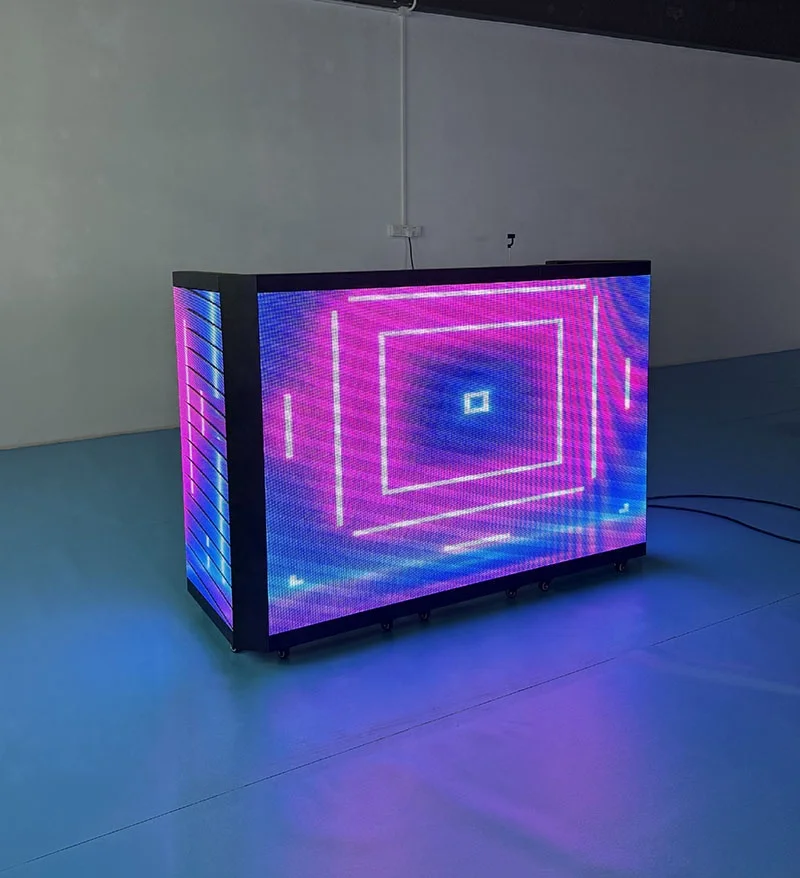 Stage Foldable Dj Stand Booth Folding Portable Facade Dj Booth Club P3.91 Led Display Screen Rental with Flight Case