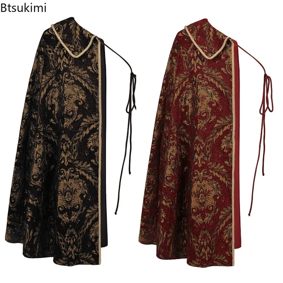 

Tudor Renaissance Cape Medieval Cloak Women Men Steampunk Shawl Half Shoulder Samurai Cloak LARP Warrior Cape Halloween Costume