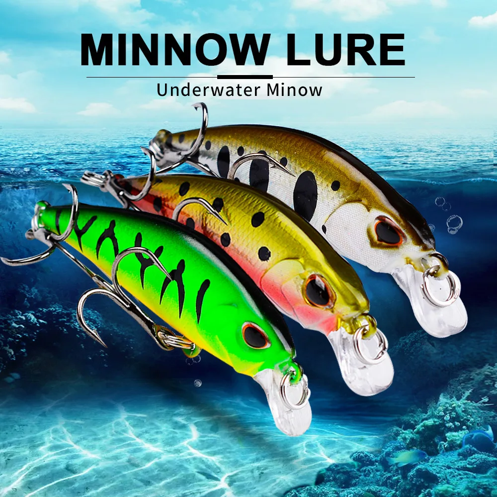 Micro Fishing Lure, Sinking Minnow Bait, Trolling Wobbler Swimbait, Artificial Hard Lure, Fishing Tackle, 53mm, 4.6g