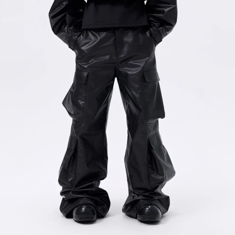 HKSH ربيع الخريف جديد الرجال الظلام سفاري نمط متعدد جيب الشمع المغلفة القماش العصرية عادية ثلاثي الأبعاد البضائع السراويل HK13469