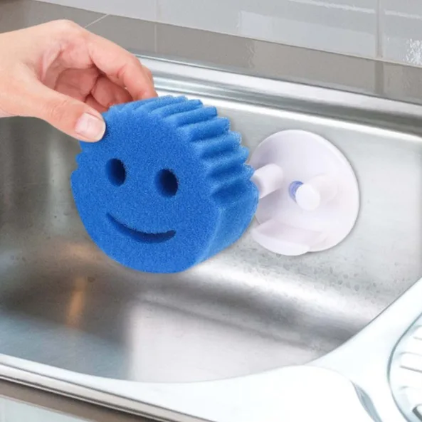 7pcs Smiley Face Temperature-Changing Cleaning Sponges，Colorful Kitchen Dishwashing Tools for Summer Grease Removal Cleaning