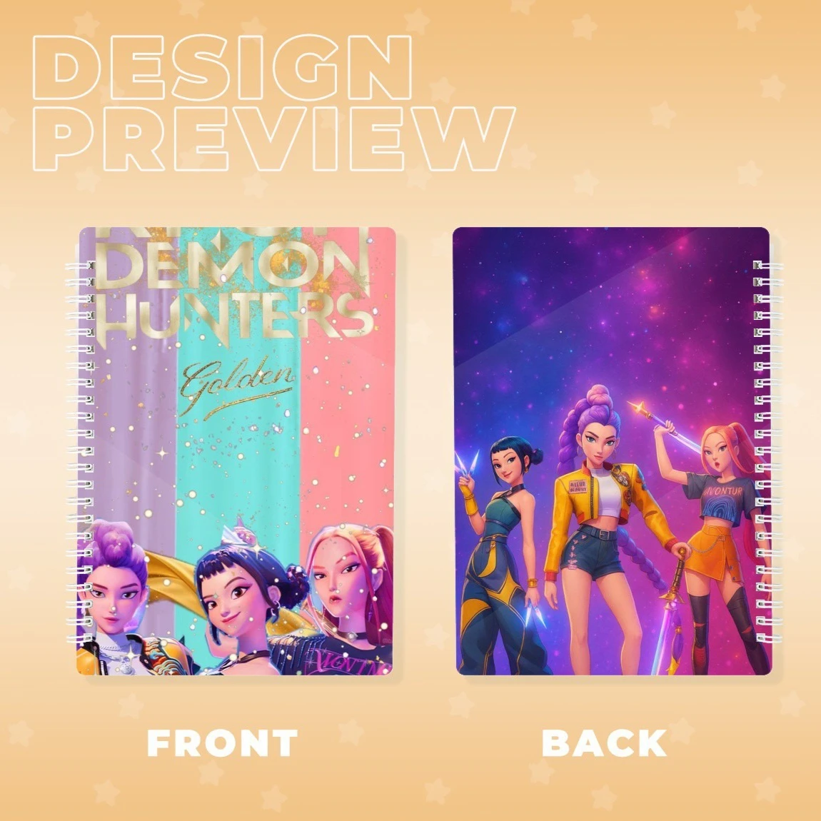 

KPop Demon Hunters Coil Notebook Rumi Mira Zoey Pattern Printing Blank Perforated Pages Notebooks Student Stationery Supplies