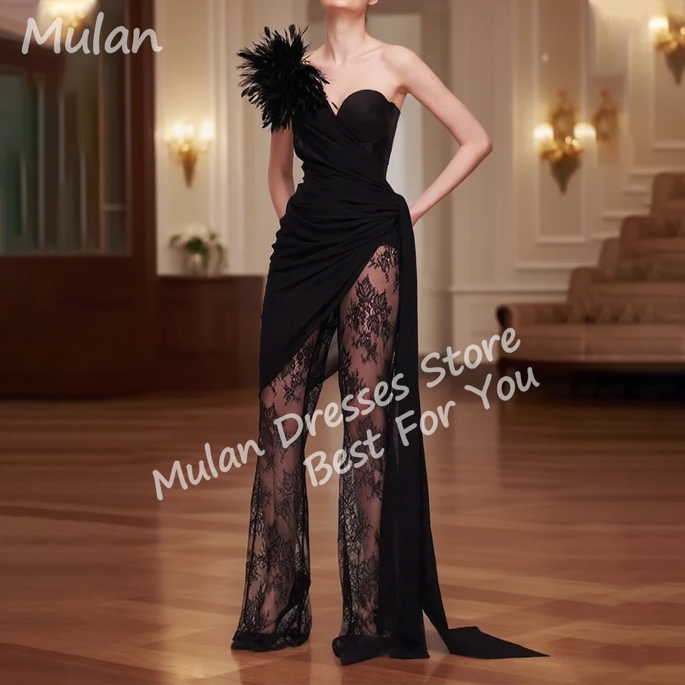 

Customized Black Feathers Long Evening Dresses for Special Occasions Backless Floor Length Women Prom Gala Party Pantsuits 2025