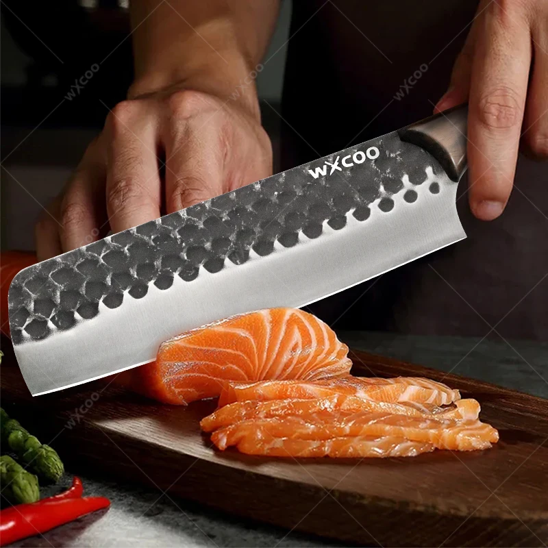 Hand Forged Steel Kitchen Knives Chef Knife Stainless Steel Multi-purpose Butcher Meat Slicing Cleaver Fish Fruit Knife