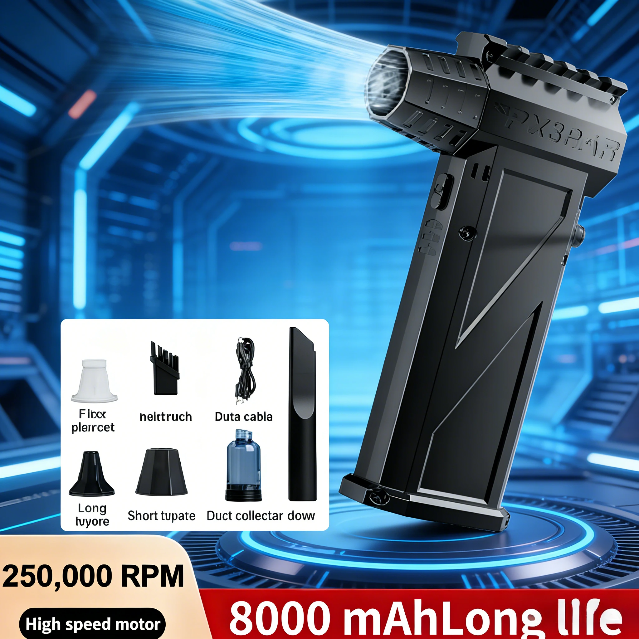 

X3Pro 250000RPM Brushless Turbo Jet Blower | 52m/s High-Speed 8000mAh Rechargeable Air Blower