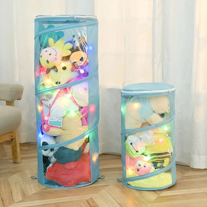 Plush Doll Storage Bucket Children's Toy Storage Box Doll Storage Container Cylinder Organizer Basket Doll Display Stand