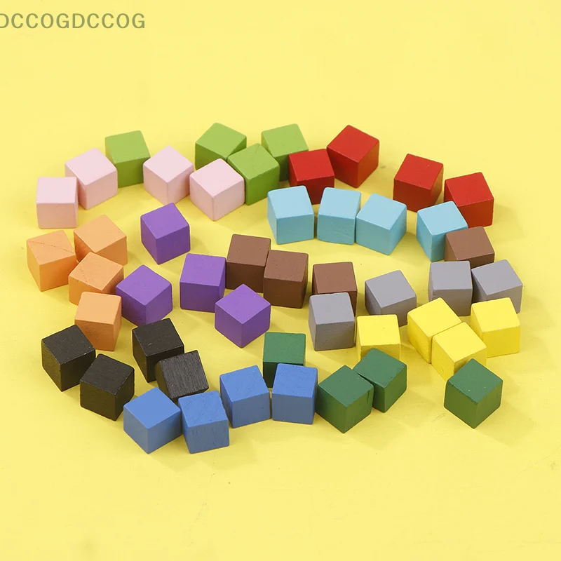 100Pcs/lots 12Colors 10MM Colorful Wood Cubes Dice Chess Pieces Right Angle For Token Puzzle Board Games Early Education