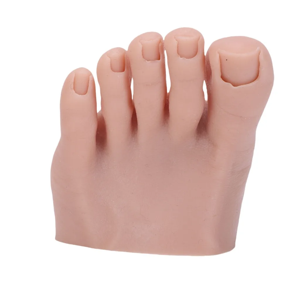 Soft Silicone Silicone Practice Foot Dark Skin Left/Right Nail Art Training Foot Prosthetic Tool Half Foot Mannequin