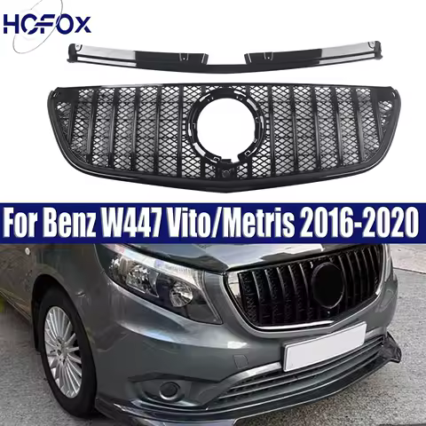 Upgrade Front Inlet Mesh Grille Bumper Grill Middle Grid For Mercedes-Benz W447 Vito/Metris 2016-2020 GT Style Tuning Trim